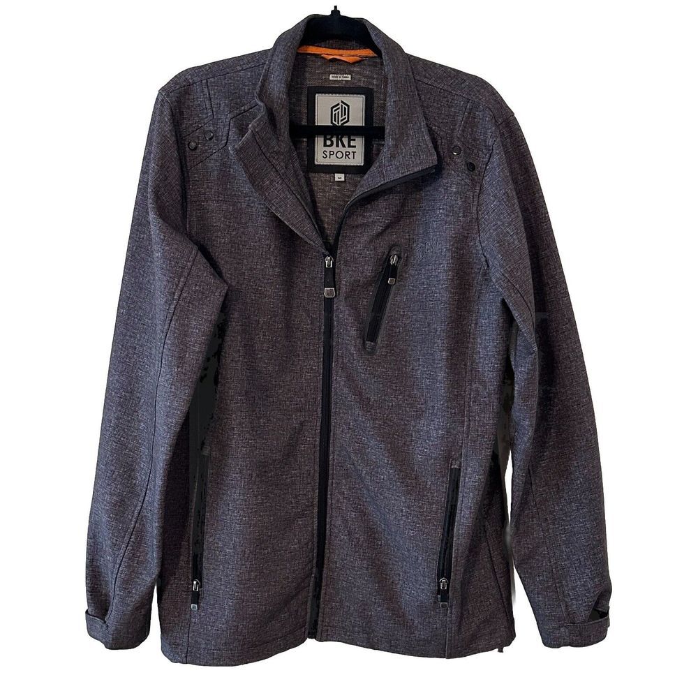 BKE‎ Sport Gray Mens Jacket Zip Up Pockets Coat Adjustable Cuffs Size Medium